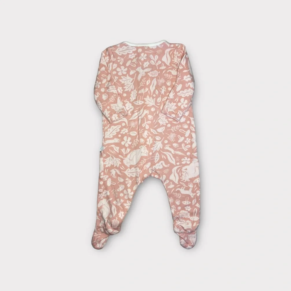 The Gruffalo By Mori Pink Floral Footie Bamboo Zipper